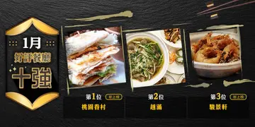 1月份好評餐廳十強