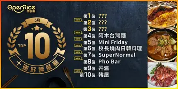 5月份好評餐廳十強