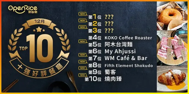12月份好評餐廳十強   