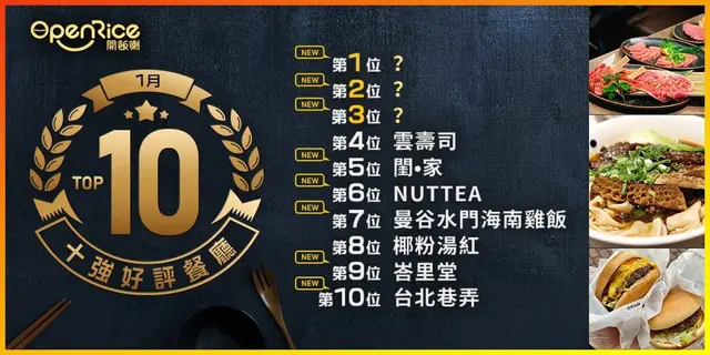1月份好評餐廳十強