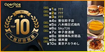 10月份好評餐廳十強