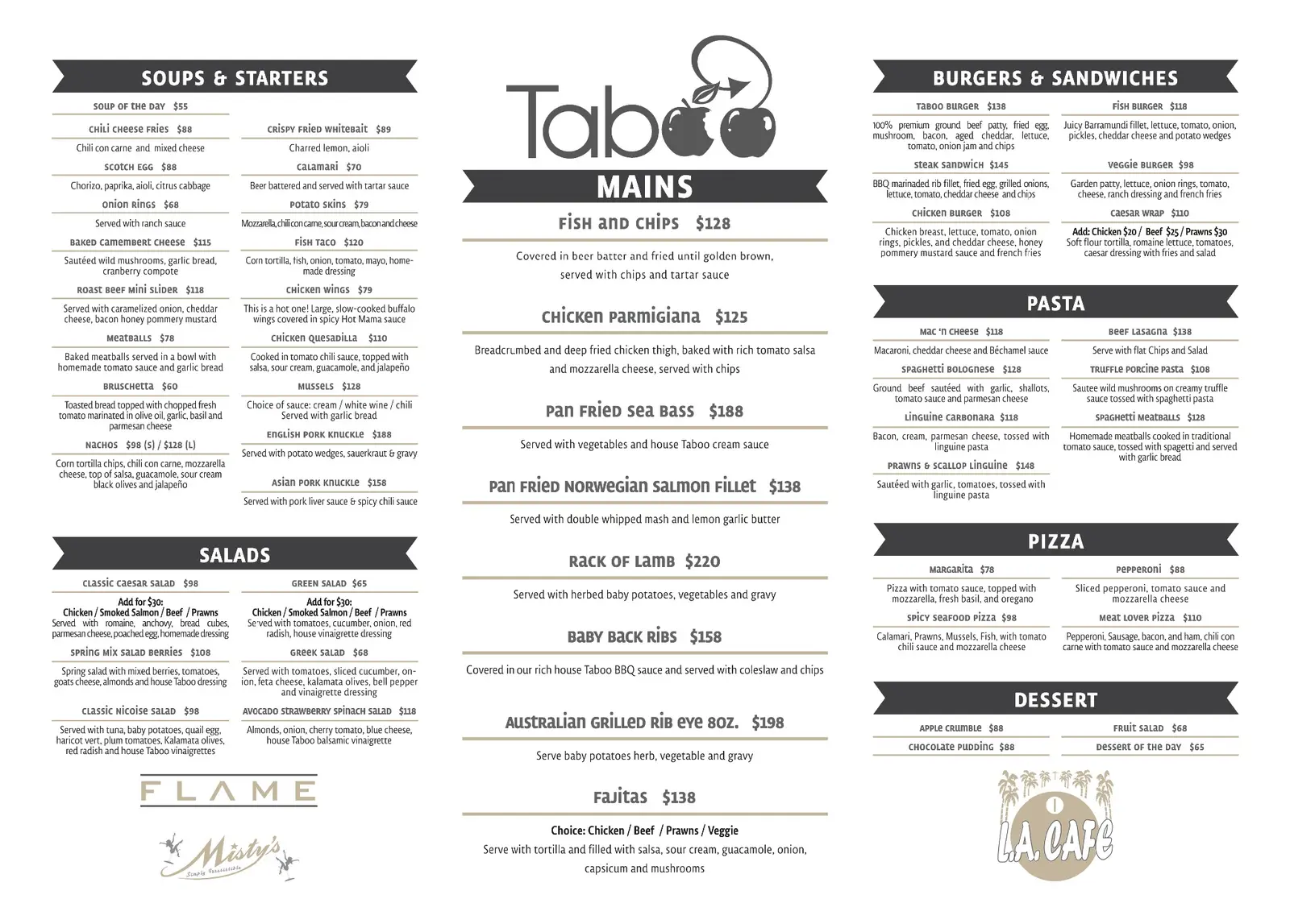Taboo Menu