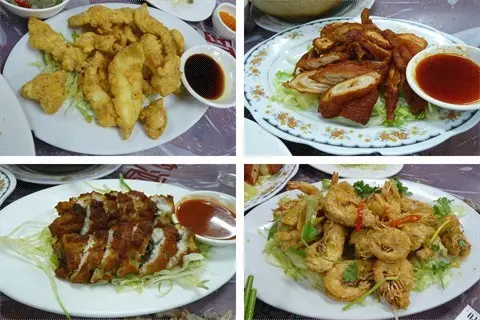 黄金鲜鱿, 炸大肠, 南乳吊燒鱔, 黄金蝦