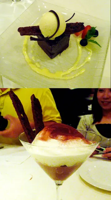 Chocolate cake, Chocolate crème brulee 