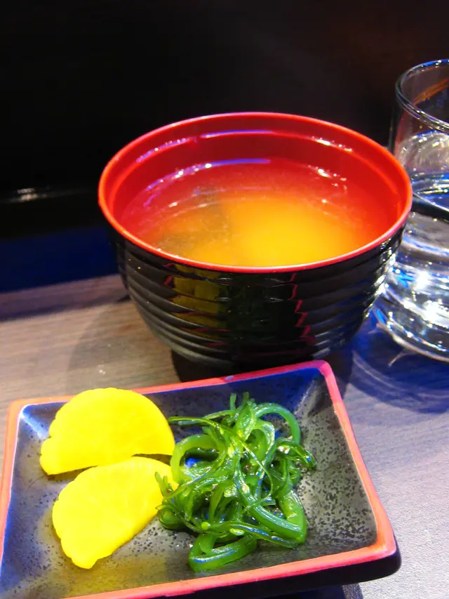 好鹹的味噌湯, 飲完口渴到呢...