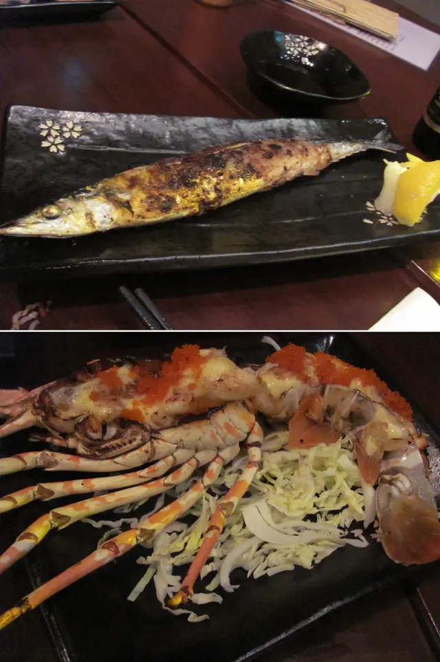燒原條秋刀魚很瘦削；日式醬烤龍蝦肉有點霉