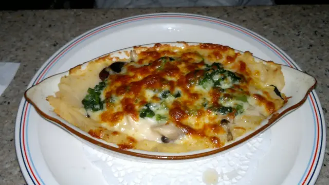 Spinach and assorted mushroom with mashed potato