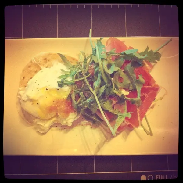 Italian Prama Ham & Rocket with egg benedict