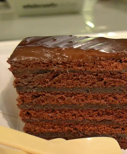 是有很多層的，但都是重覆着海綿蛋糕+軟朱古力夾心，而且切成片狀，個人就覺得口感不算豐富了