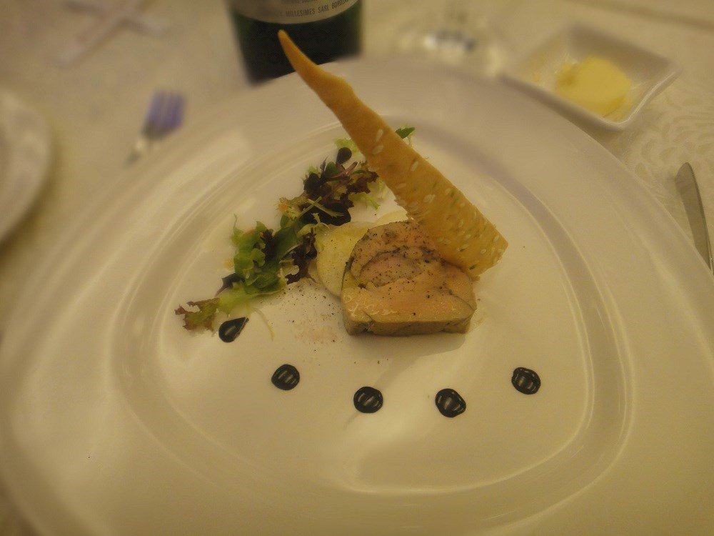 black truffle foie gras terrine quail breast