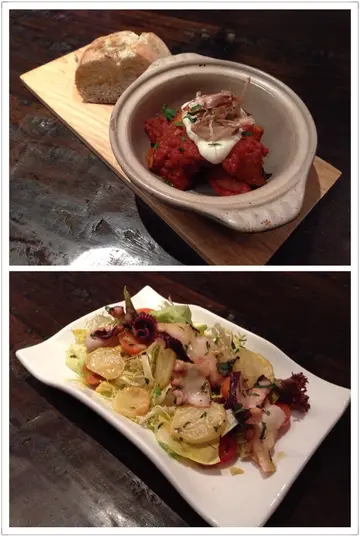 Patatas bravas(上)/ Ensalada de pulpo a la gallega (下)