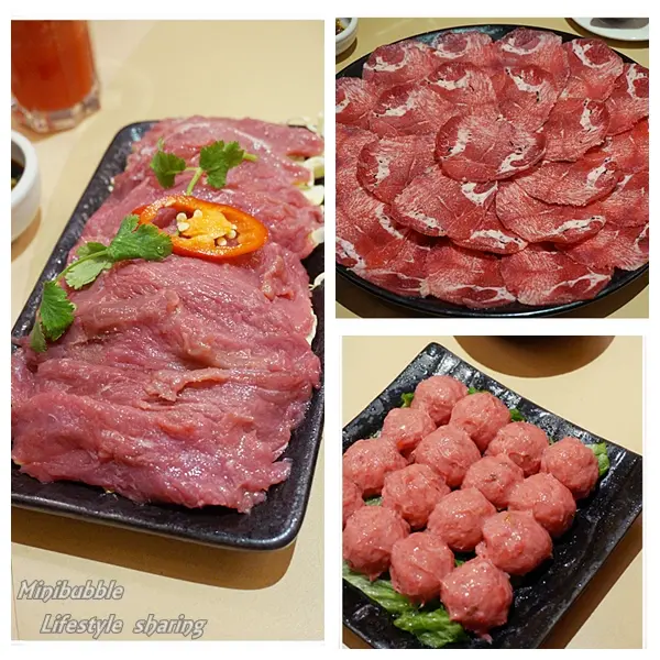 左: 鴕鳥肉 右上:牛脷托 右下: 自製牛丸