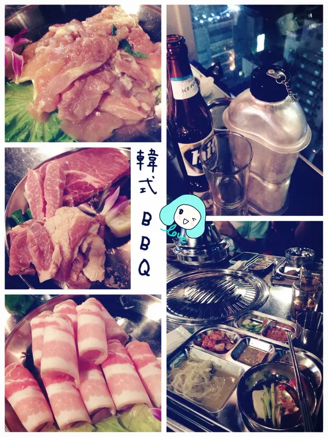 左上起:雞肉，豬併盤，豬腩薄片