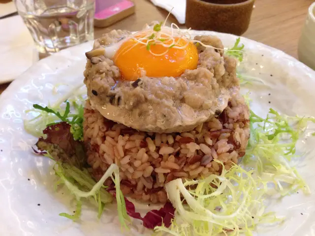 蒸肉餅配紅米飯