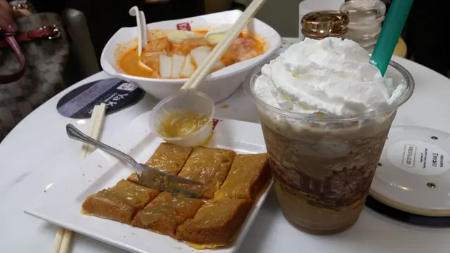 咖喱叻沙蝦麵, 法式咖吔吐司, 咖啡沙冰