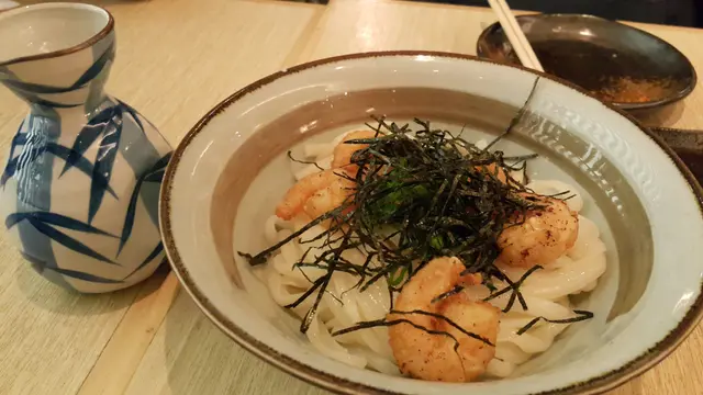 柚子汁半炸蝦冷烏冬