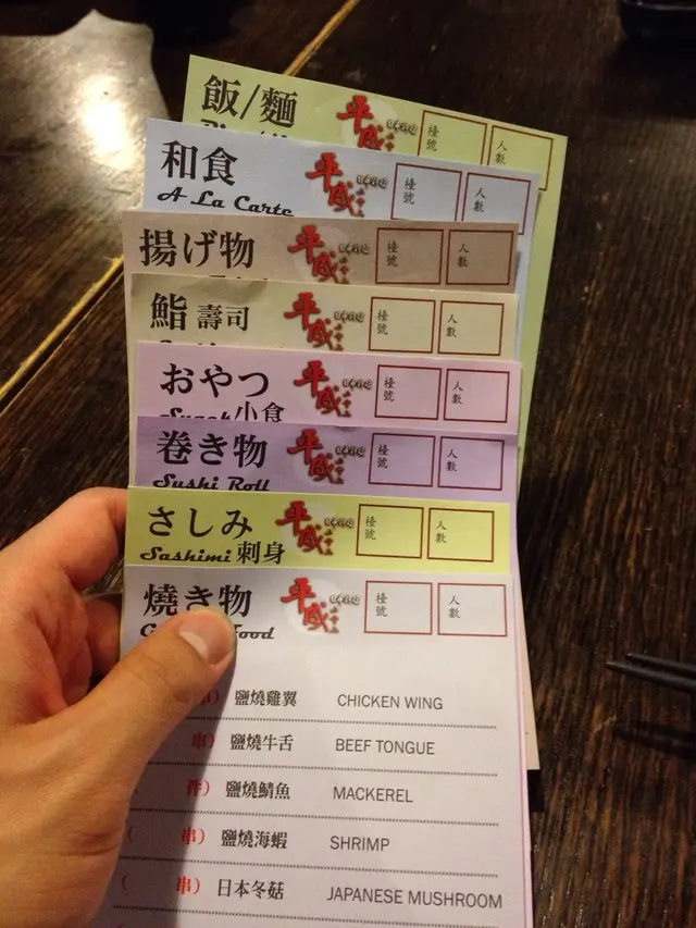 各式各樣的點菜單
