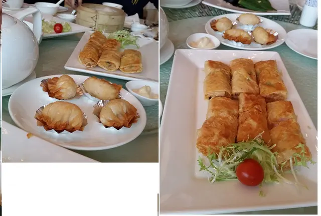 沙律海皇角,鮮蝦腐皮卷