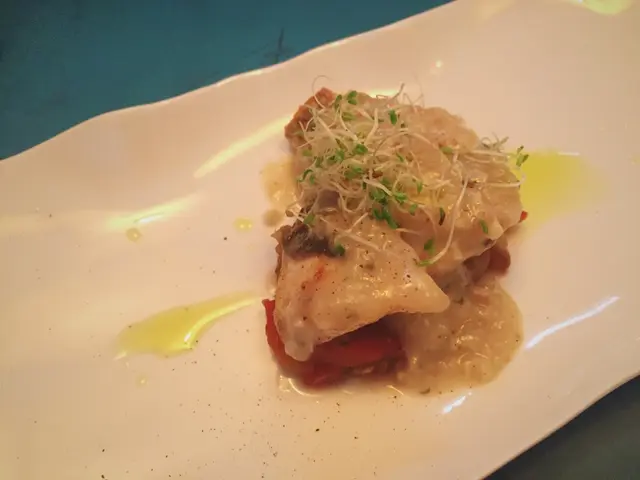 Grilled Seabass w/ Fresh Clams Sauce & Roasted Vegetables