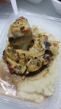 周打蜆肉烤菇配薯蓉