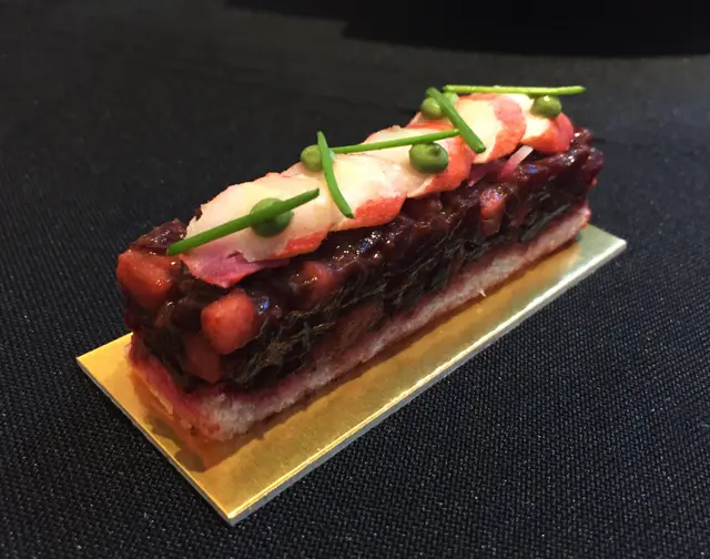 Crab Meat Sandwich with apple and beetroot