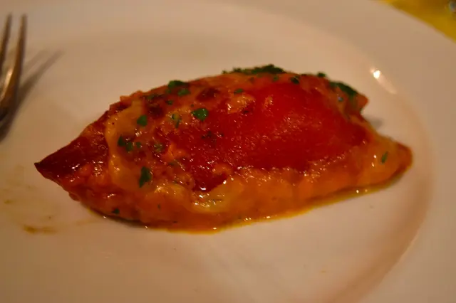 Stuffed piquillo bell peppers with bacalao