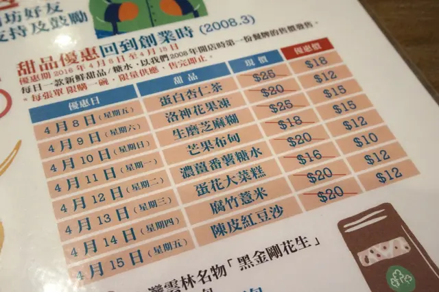 優惠周指定甜品去返8年前個價