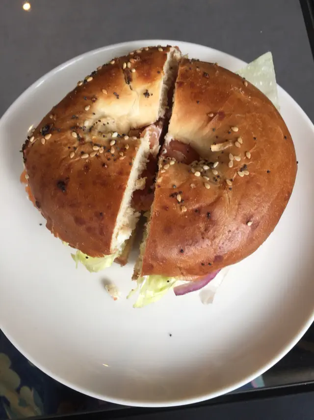 Salmon  and  onion  bagel