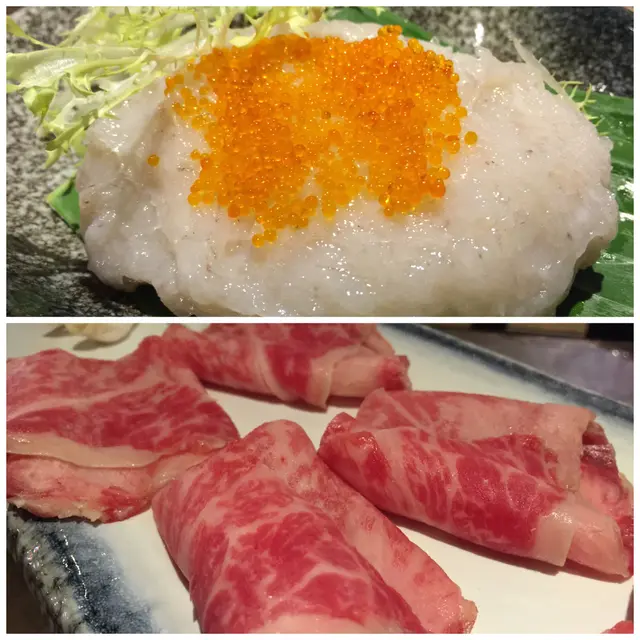 手打蝦滑 ($72), 佐賀A5牛肉眼 ($198)