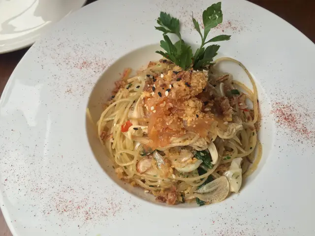 手撕雞肉羅勒蒜辣扁意粉