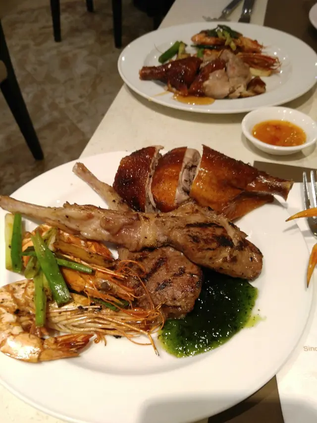 燒琵琶鴨,鐵板虎蝦,燒羊扒