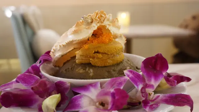 蟹膏帶子海膽拌飯