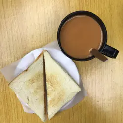 奶醬多士、熱奶茶