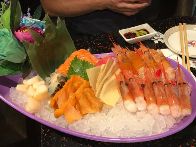 刺身: 三文魚刺身, 珍珠柱貝刺身, 甜蝦刺身, 鮑魚片刺身, 北海道角螺刺身, 赤貝刺身
