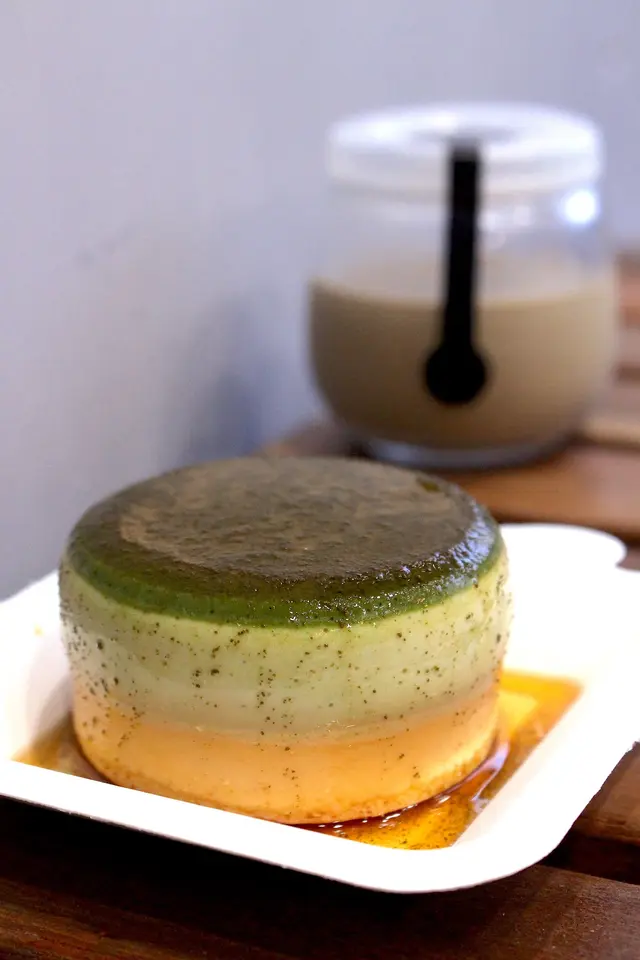 抹茶若竹布丁燒、焙茶布丁