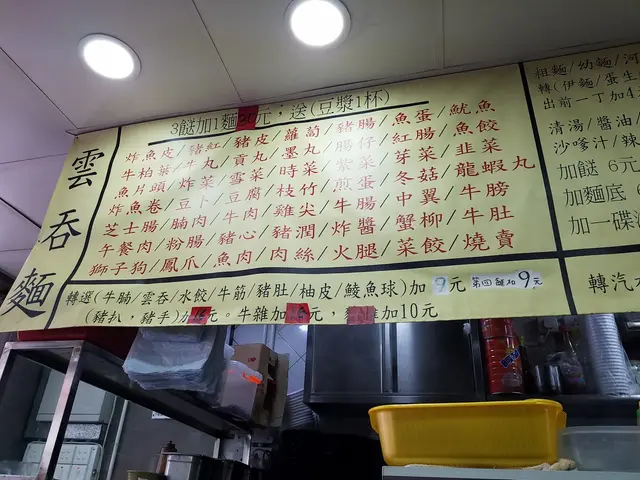 半開放式廚房上的餐牌