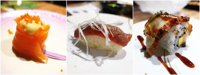 花之戀、汁燒和牛壽司、青瓜鰻魚反卷