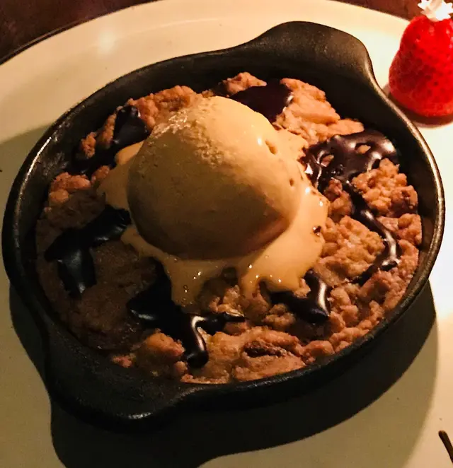fresh baked cookie with salted caramel ice cream