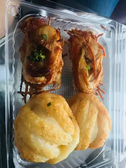 北海道帶子魚肉串+流沙蛋魚餅