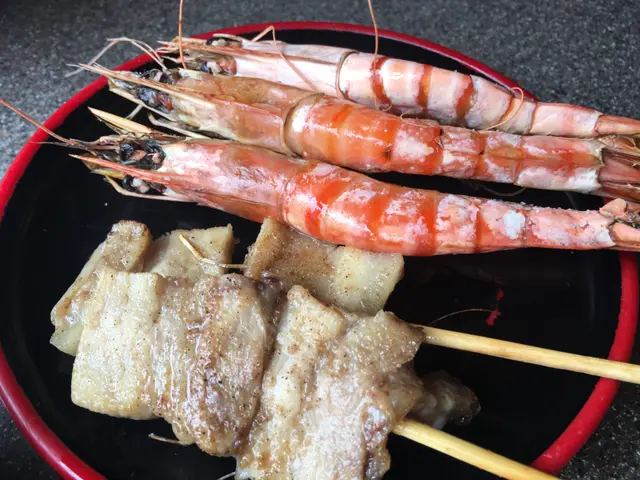 鹽燒黑豚肉串,鹽燒海老串