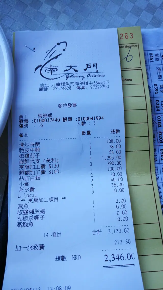 是日賬單（三人）