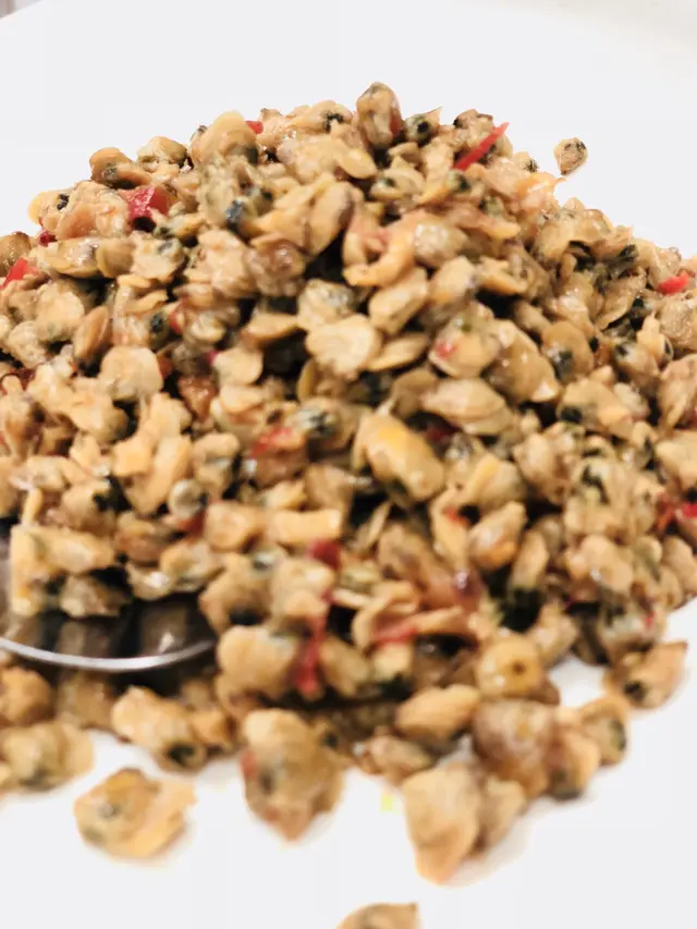 炒蜆仔肉,很少見