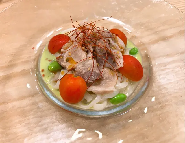 豆乳枝豆豚肉冷烏冬