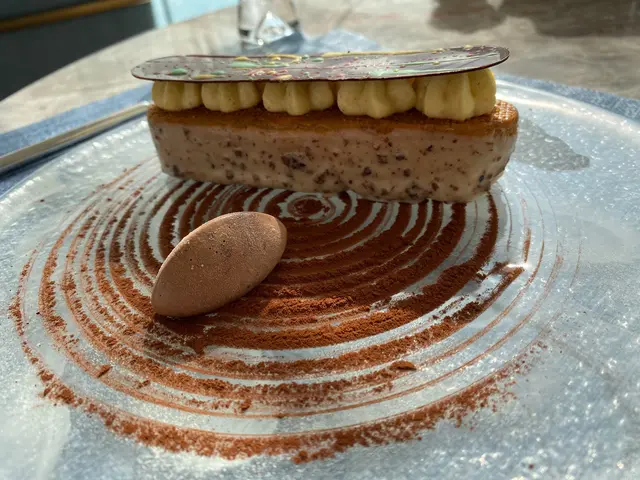 Choux green apple lemon confit vanilla mascarpone cream chocolate ice cream