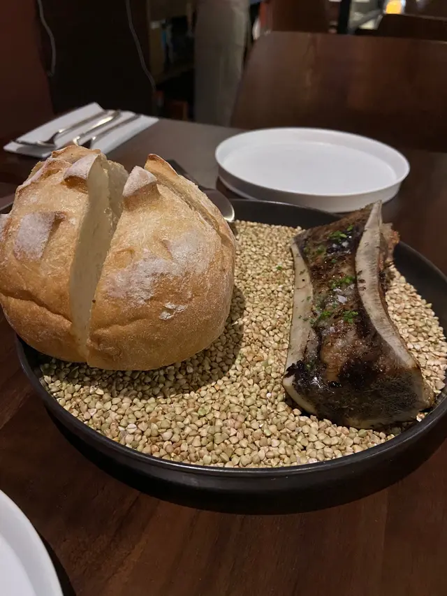 Homemade bread with bone marrow
