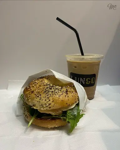 Chicken bagel + Ice coffee mocha