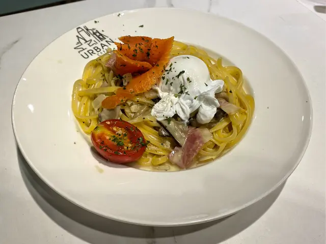 混了流心蛋黃的三文魚和意粉,入口更滑溜!