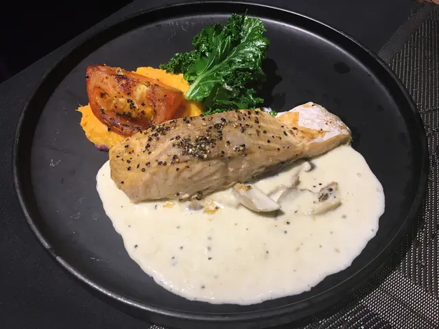低溫煎焗挪威三文魚柳蘑菇香檳汁