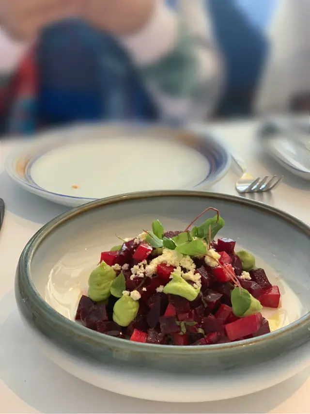 Beetroot, carrot, avocado, fresh cheese, honey mustard vingaigrette