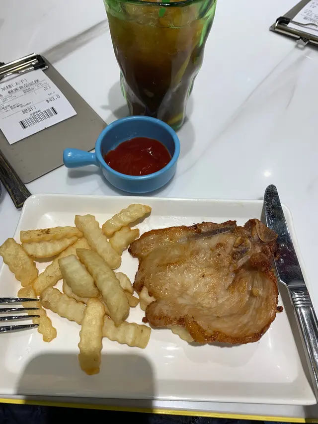 脆香豬扒（好鞋），凍的炸薯條